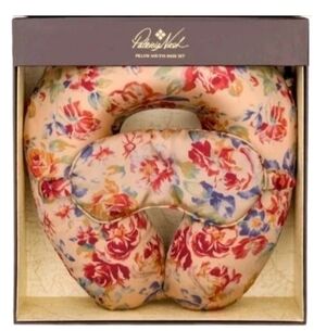 Patricia Nash Floral Travel Pillow w/Eye Mask- Aegean Bloom